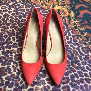 Calvin Klein Gayle red suede pumps